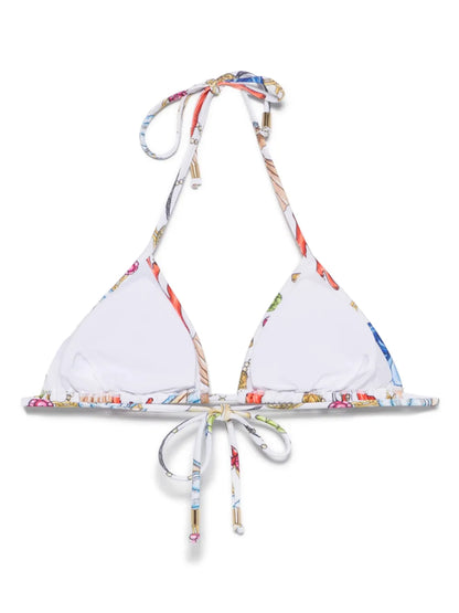 Marine-Print Bikini Top