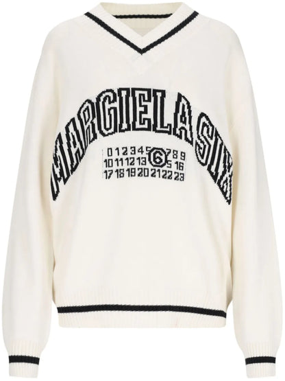 Logo-Knit V-Neck Jumper
