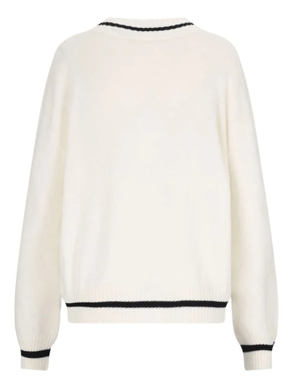 Logo-Knit V-Neck Jumper