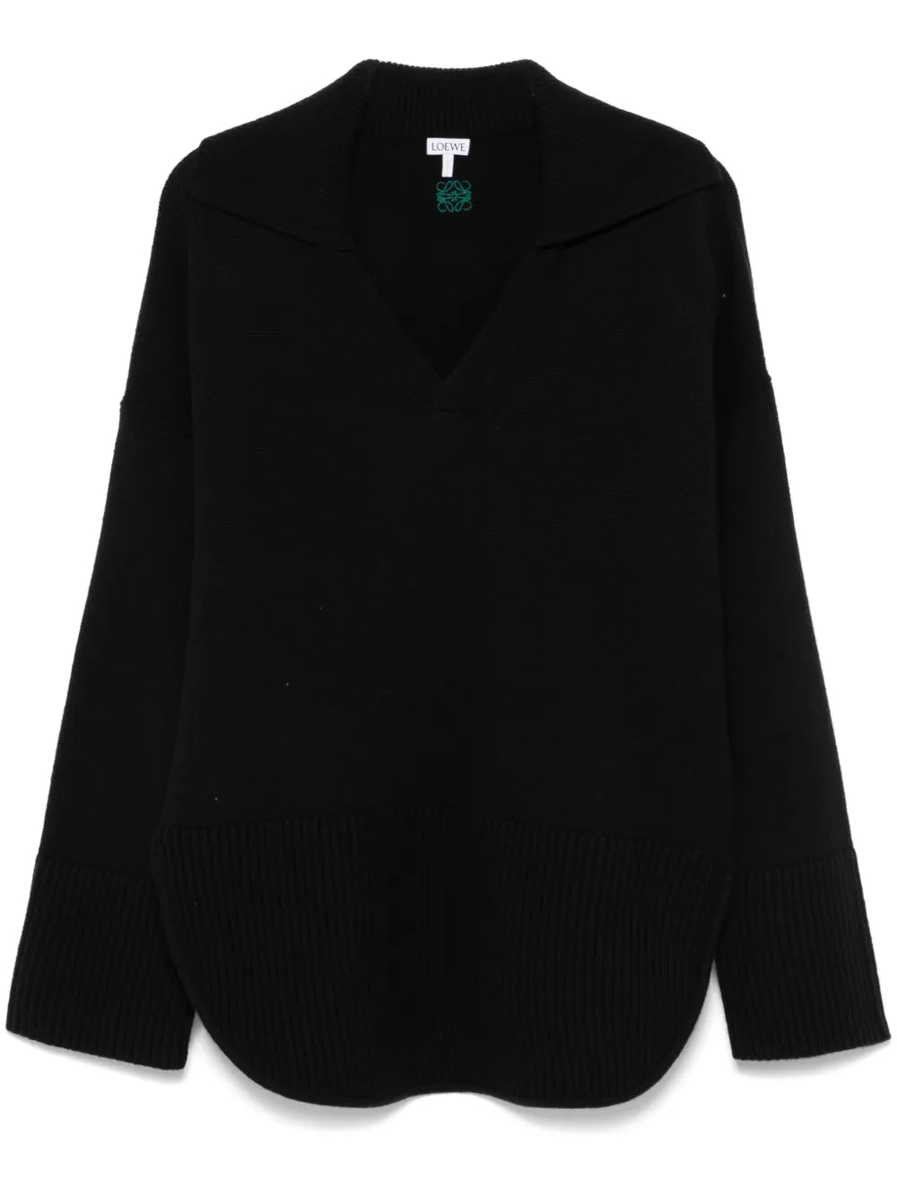 Polo-Collar Wool Sweater