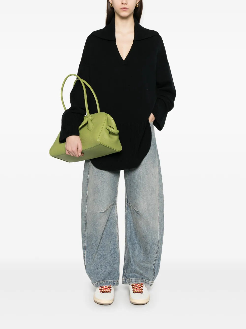 Polo-Collar Wool Sweater