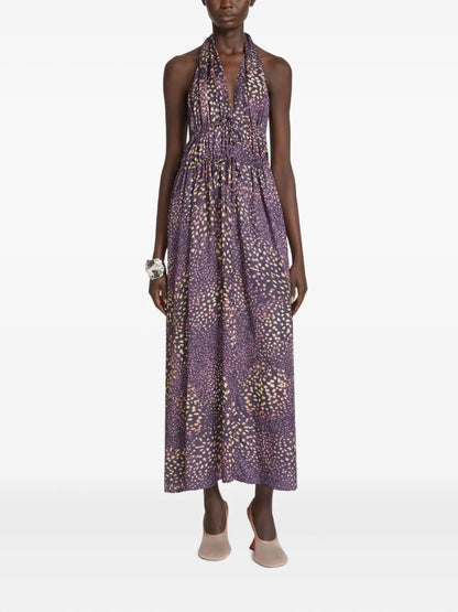 Halterneck Jacquard Maxi Dress