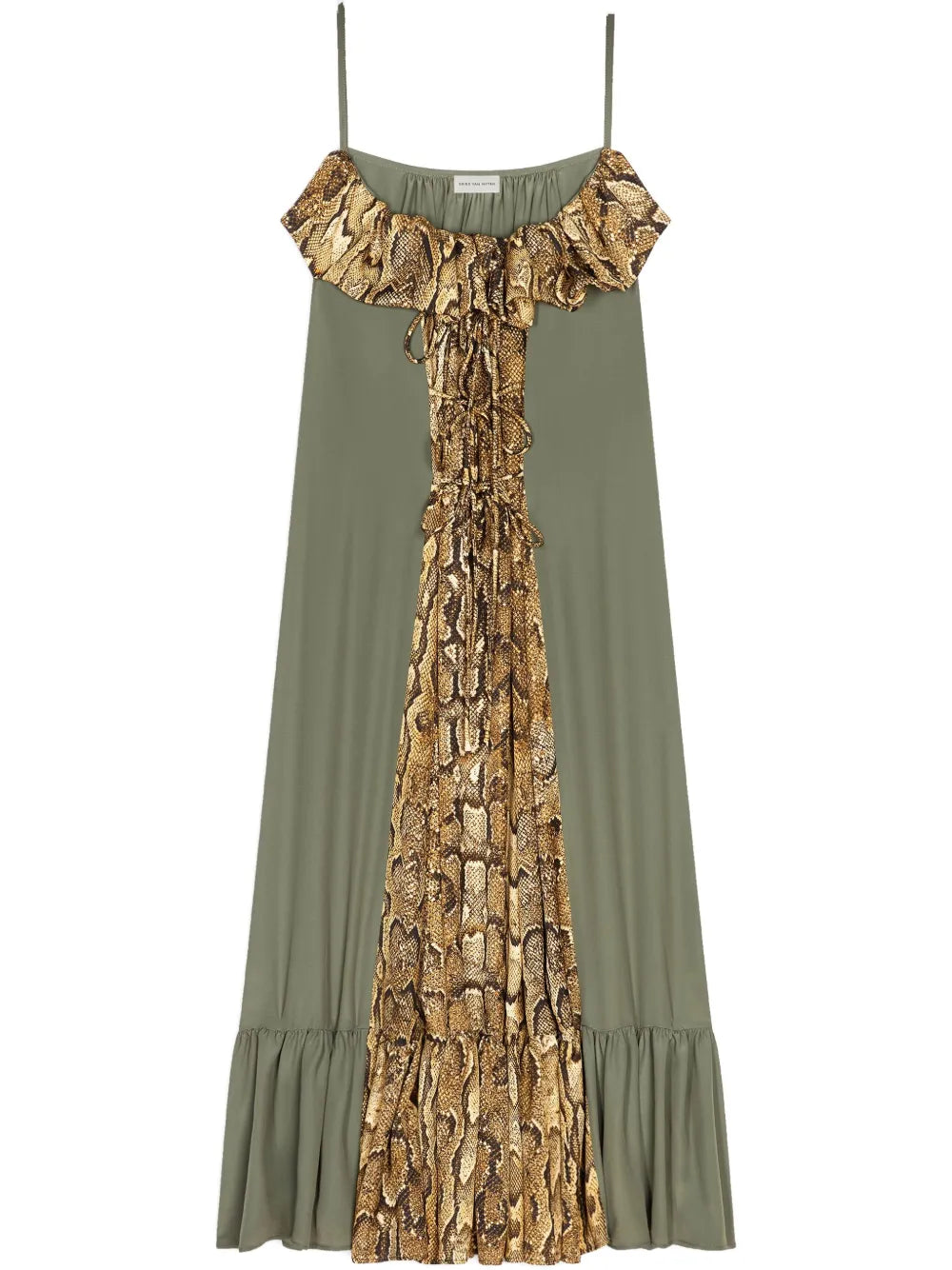 Ruffle-Trim Midi Dress