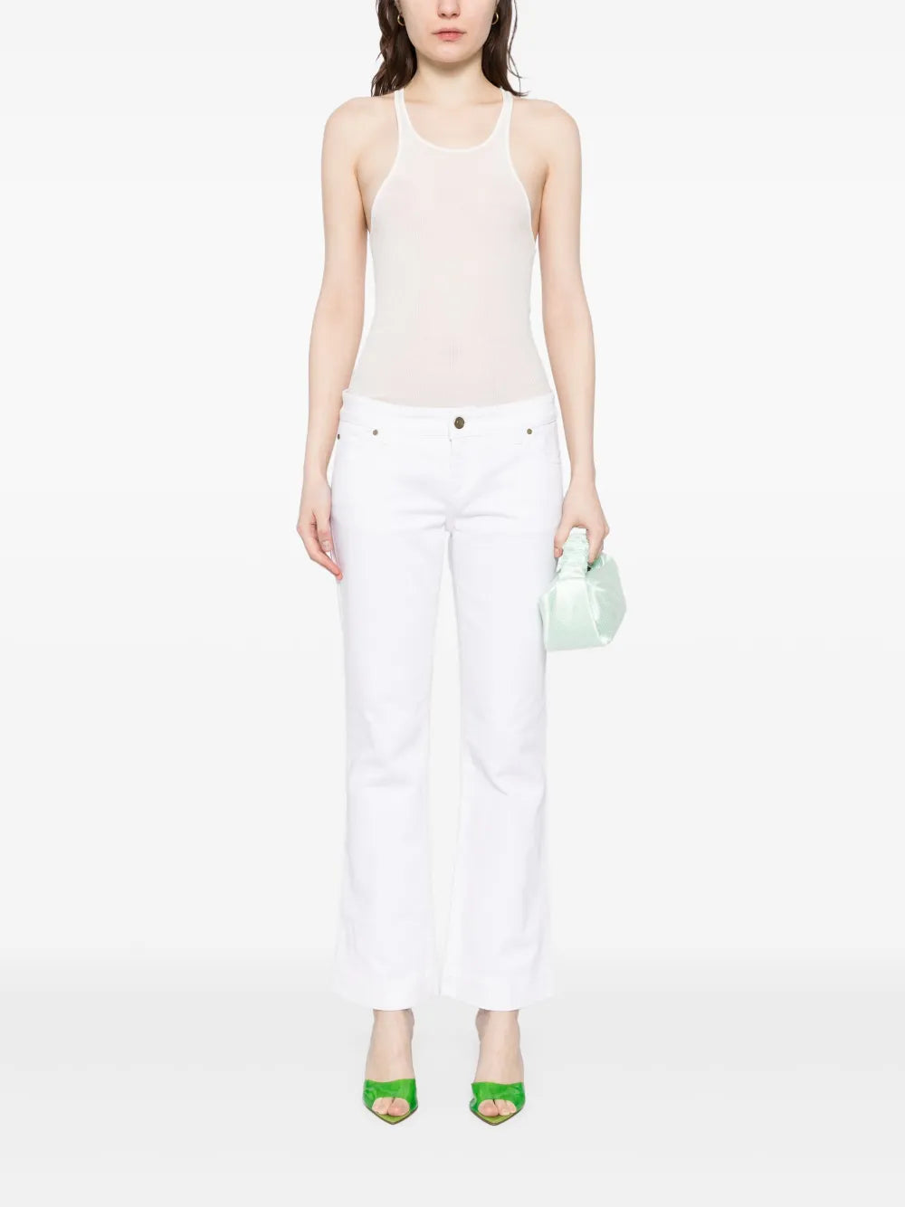 Graphic-Print Flared Jeans