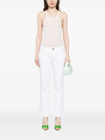Graphic-Print Flared Jeans