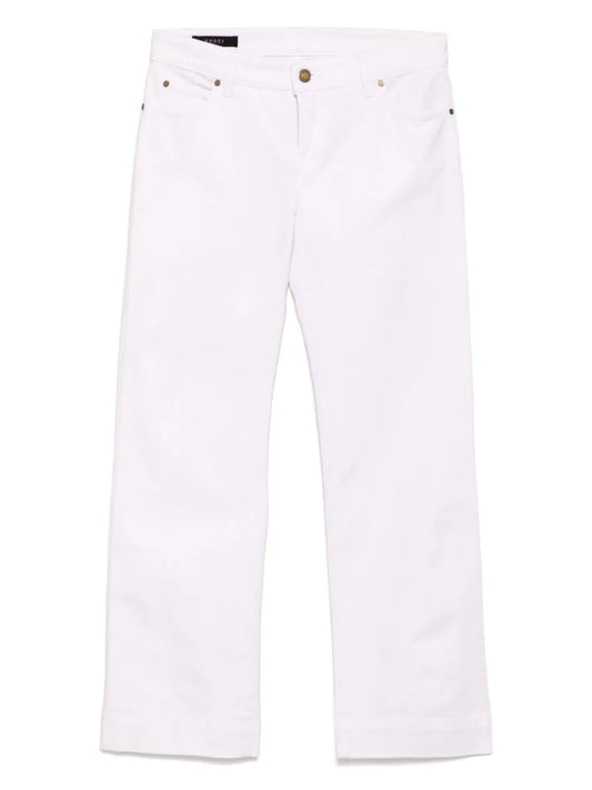 Graphic-Print Flared Jeans