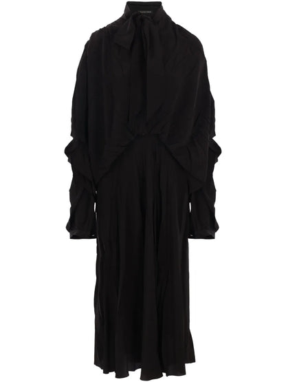 Creased-Effect Silk Dress