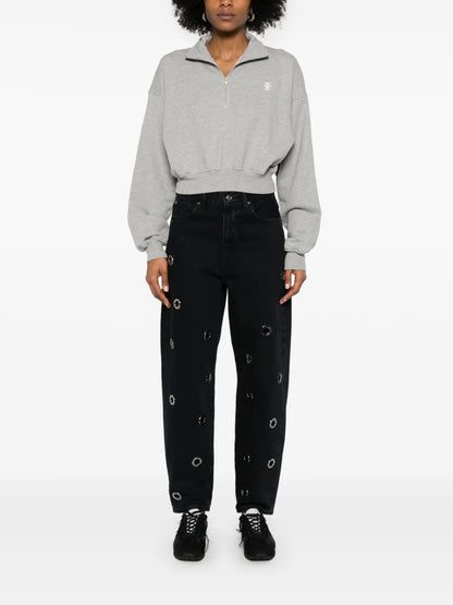 Cropped Half-Zip Sweatshirt