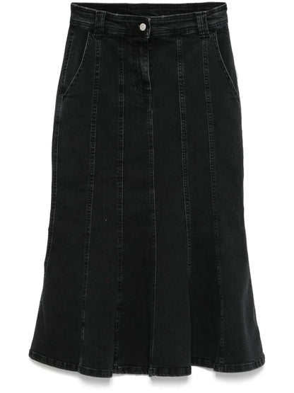 Pleated Denim Skirt