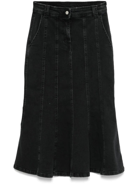 Pleated Denim Skirt