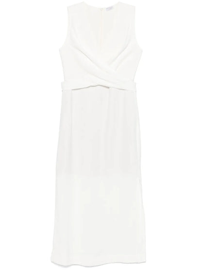 Twill Wrap Midi Dress