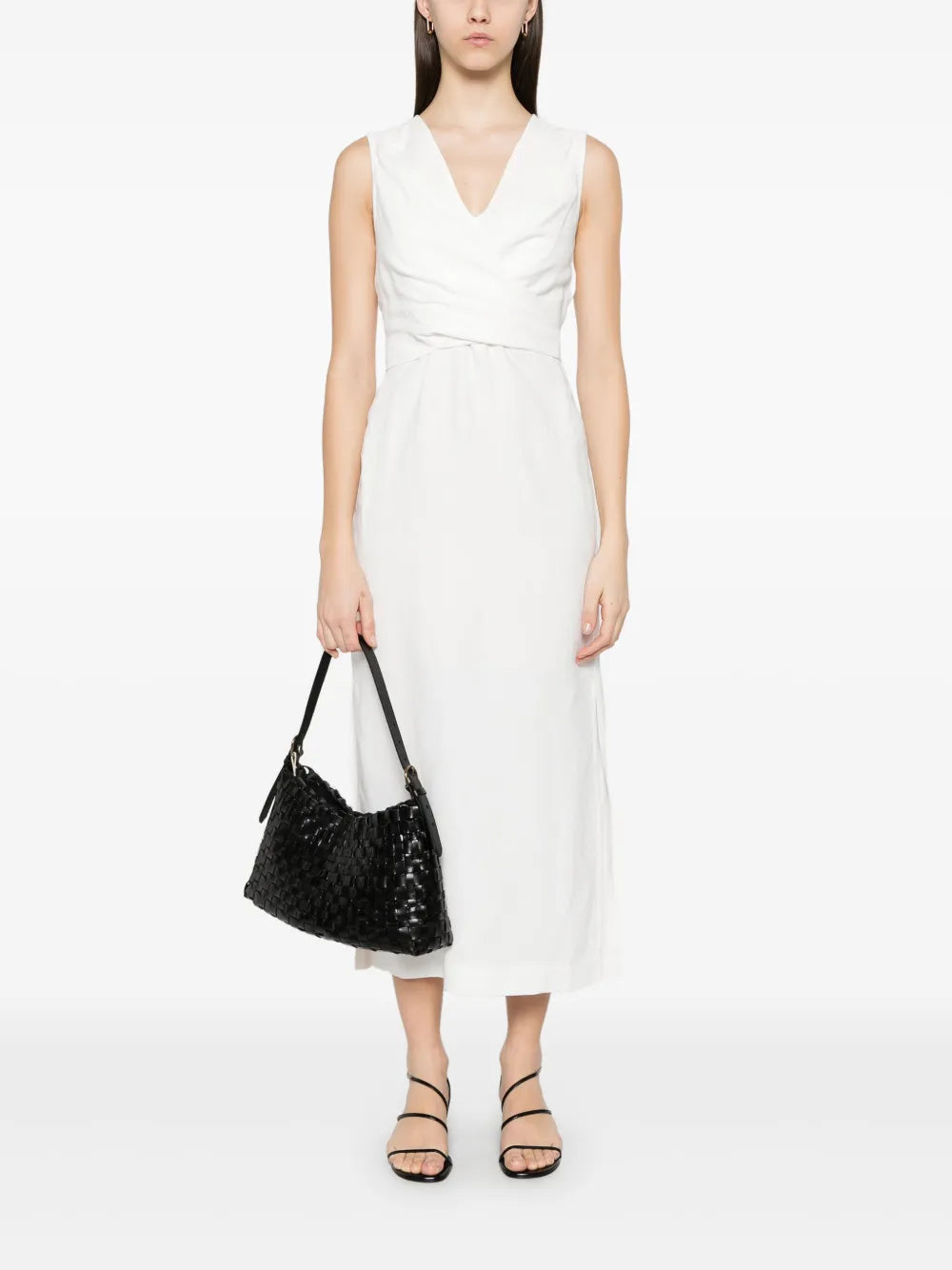 Twill Wrap Midi Dress