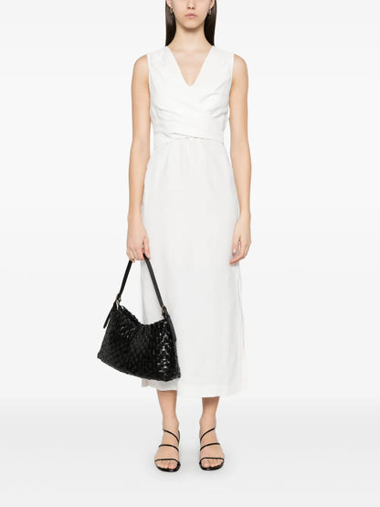 Twill Wrap Midi Dress