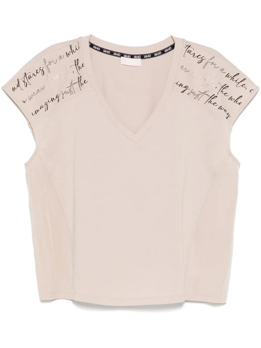 Crystal-Embellished Printed T-Shirt
