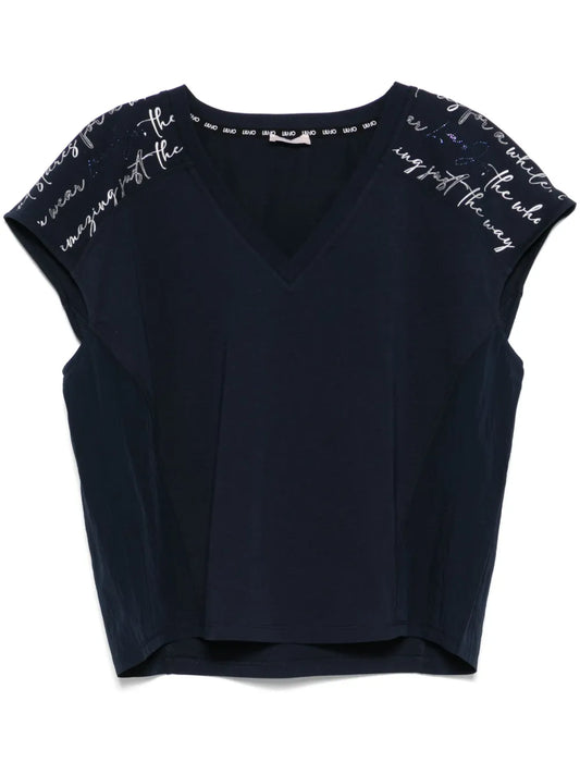 Crystal-Embellished Printed T-Shirt