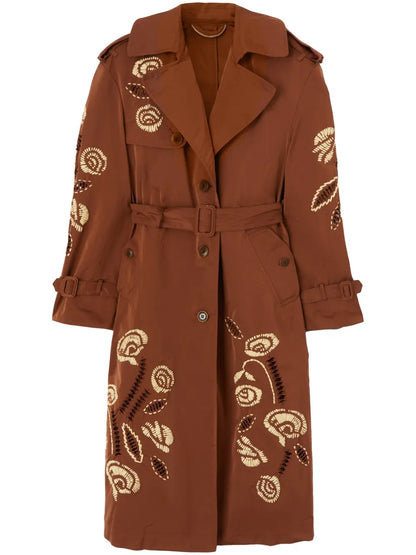 Embroidery Trench Coat