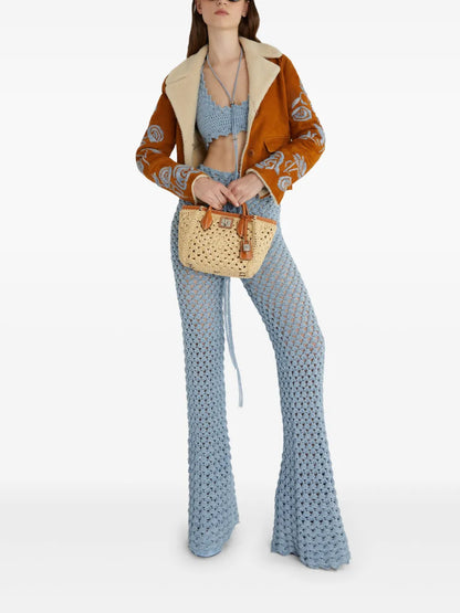 Floral-Embroidered Shearling Jacket
