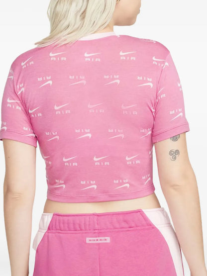 Printed Short-Sleeve "Pink/White" Top