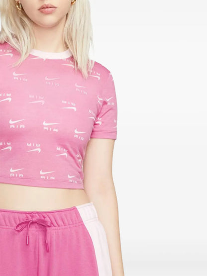 Printed Short-Sleeve "Pink/White" Top