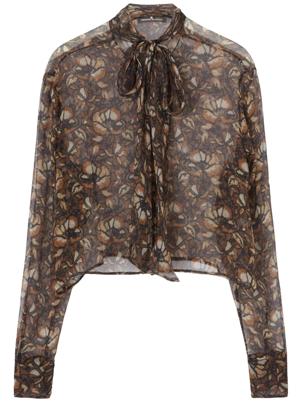 Macramé Lace-Print Silk Shirt