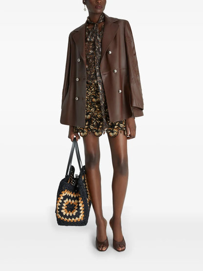 Macramé Lace-Print Silk Shirt