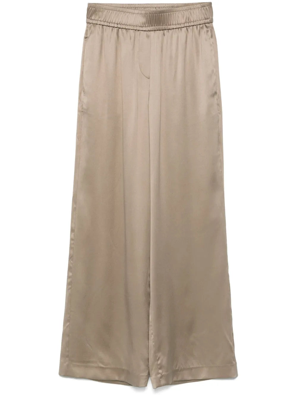 Satin-Finish Wide-Leg Trousers