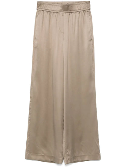 Satin-Finish Wide-Leg Trousers