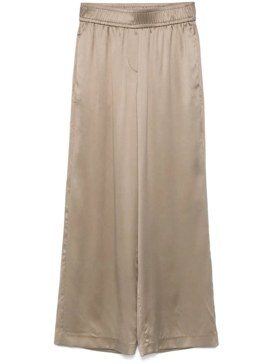 Satin-Finish Wide-Leg Trousers