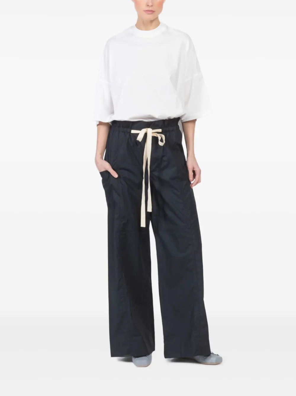 Drawstring Straight-Leg Trousers