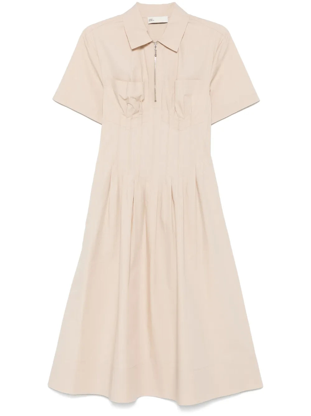 Poplin Pleat-Waist Dress