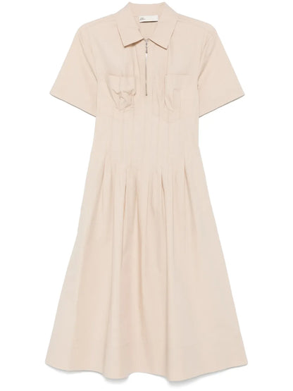 Poplin Pleat-Waist Dress