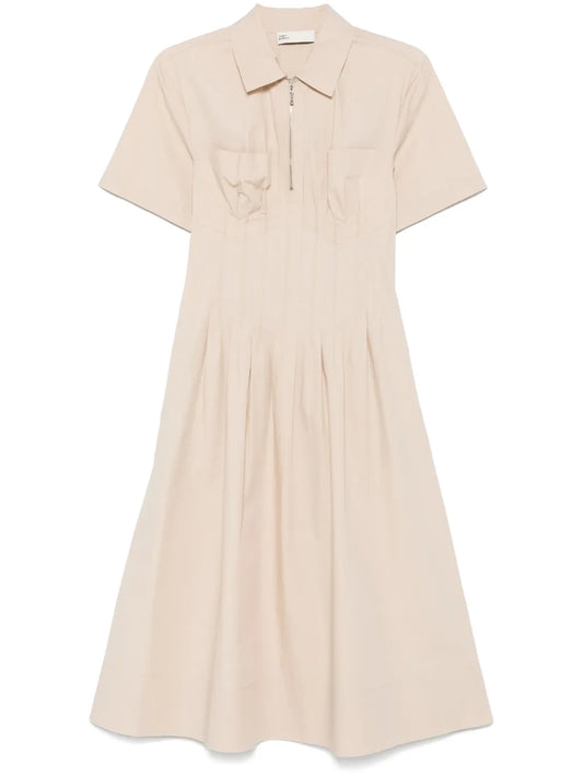 Poplin Pleat-Waist Dress
