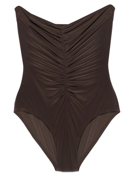 Strapless Shirred Swimsuit