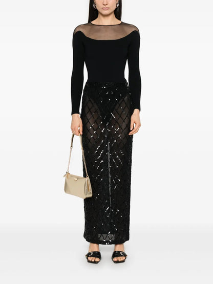 Sequin-Embellished Maxi Skirt