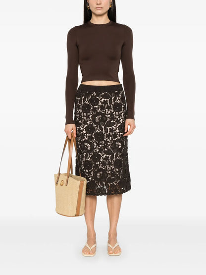 Floral Knitted Midi Skirt