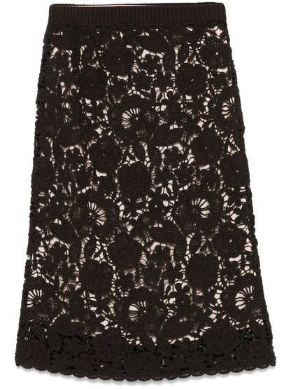 Floral Knitted Midi Skirt
