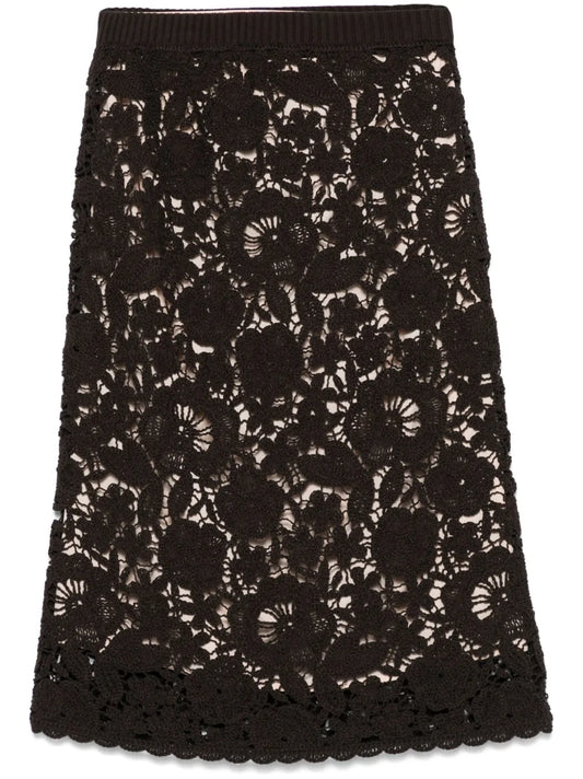 Floral Knitted Midi Skirt