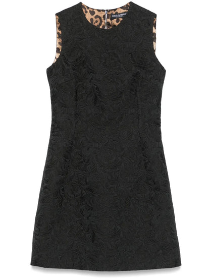 Floral-Jacquard Mini Dress