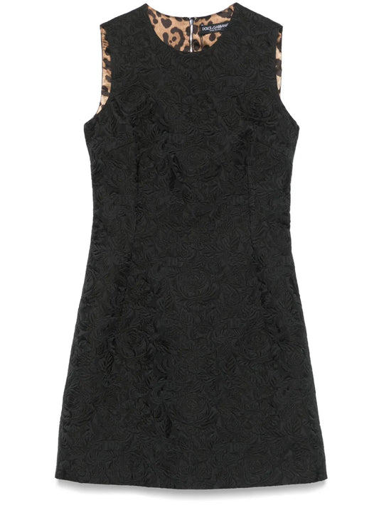 Floral-Jacquard Mini Dress
