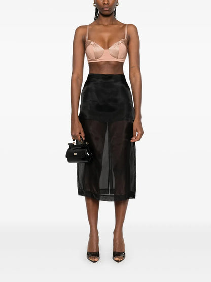 Satin-Bow Crepe Top