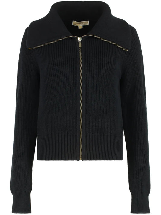 Ribbed-Knit Zipped Cardigan