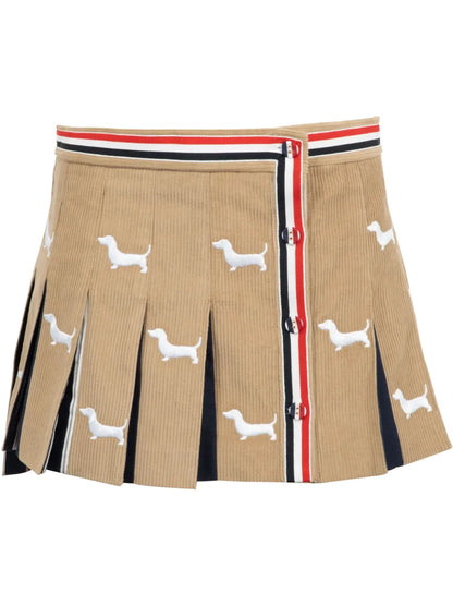 Hector-Embroidery Corduroy Mini Skirt