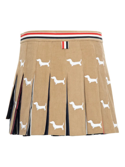 Hector-Embroidery Corduroy Mini Skirt