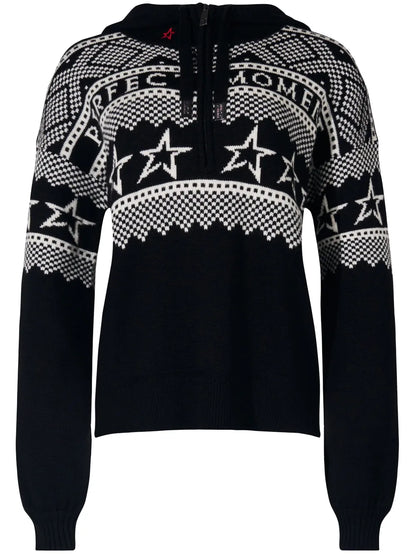Intarsia-Knit Hooded Sweater