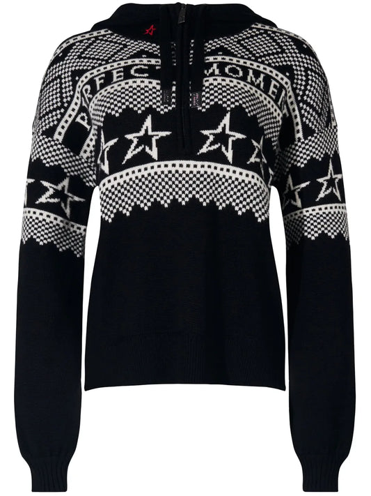 Intarsia-Knit Hooded Sweater