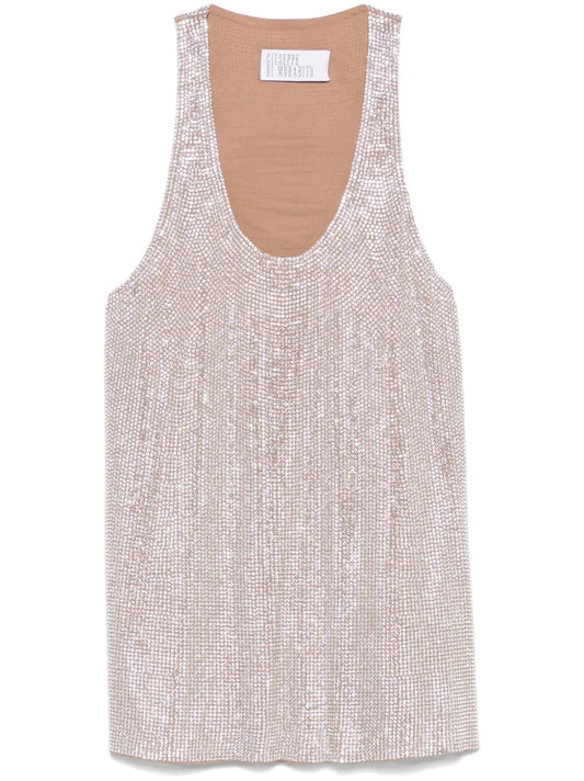 Rhinestone-Embellished Tank Top