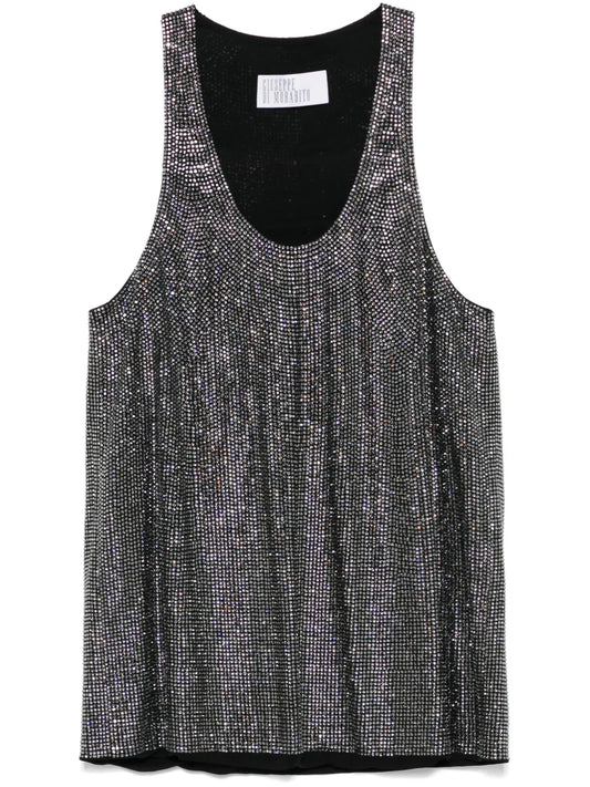 Rhinestone-Embellished Tank Top