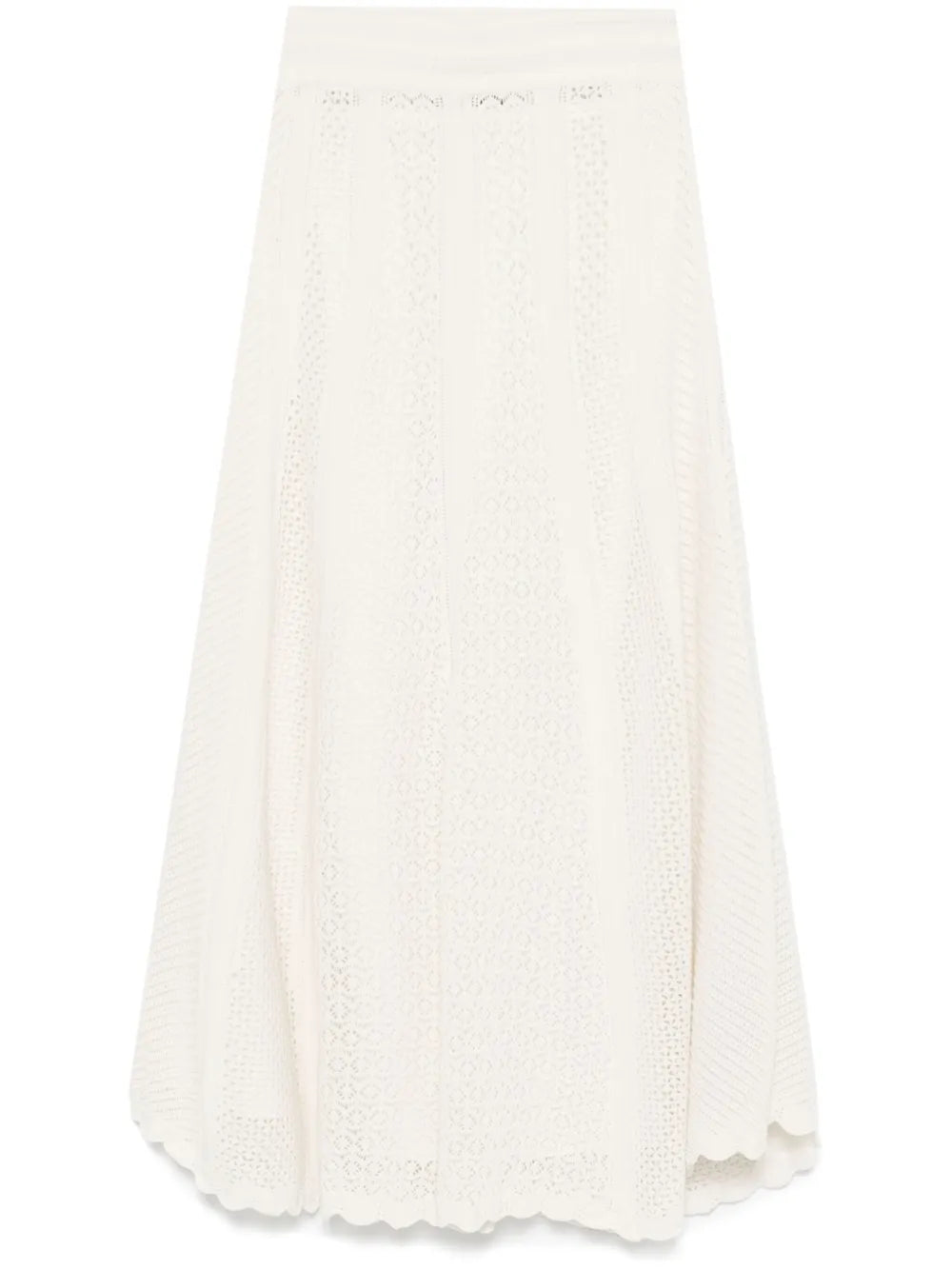 Pointelle-Knit Midi Skirt