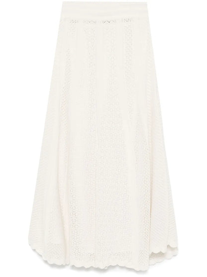 Pointelle-Knit Midi Skirt