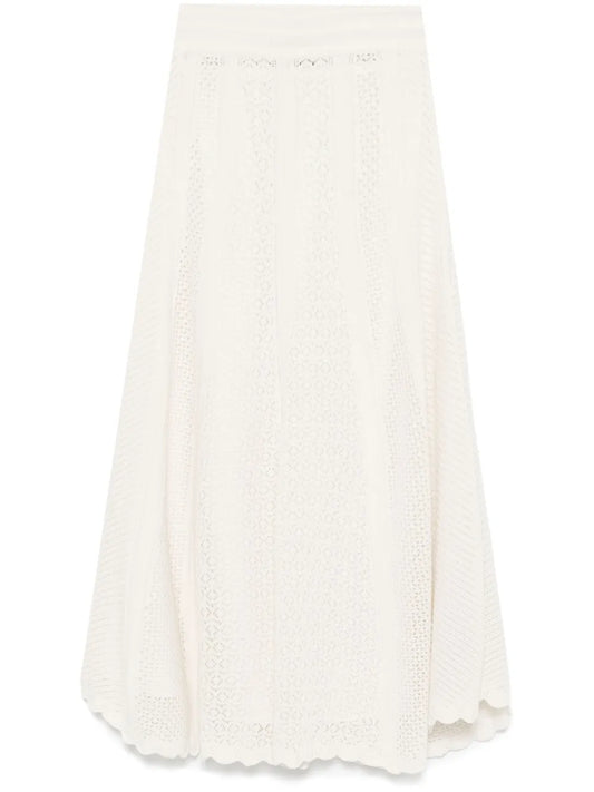 Pointelle-Knit Midi Skirt